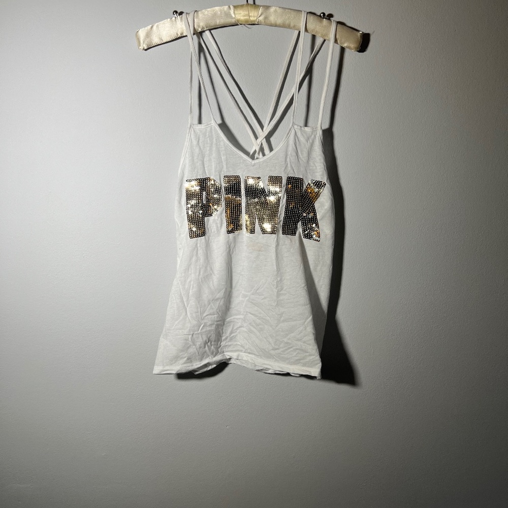 Pink  sequined crisscross top